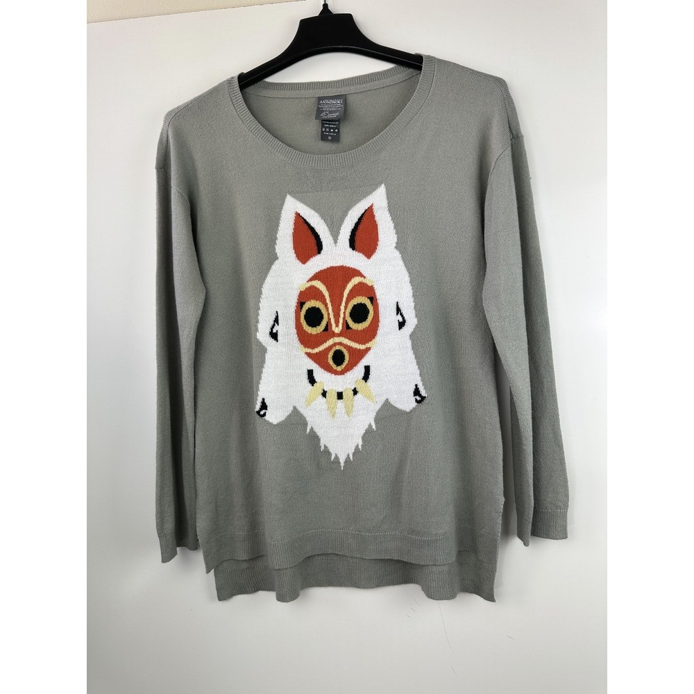 Her Universe Princess Mononoke Mask Sweater Lightweight Gray Size Medium - Picture 2 of 12